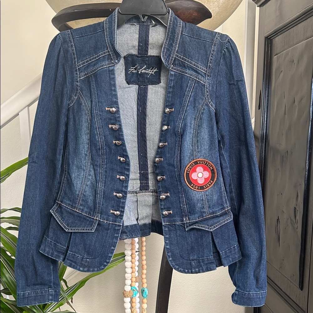 Women's Denim Jacket with Embroidered Patch